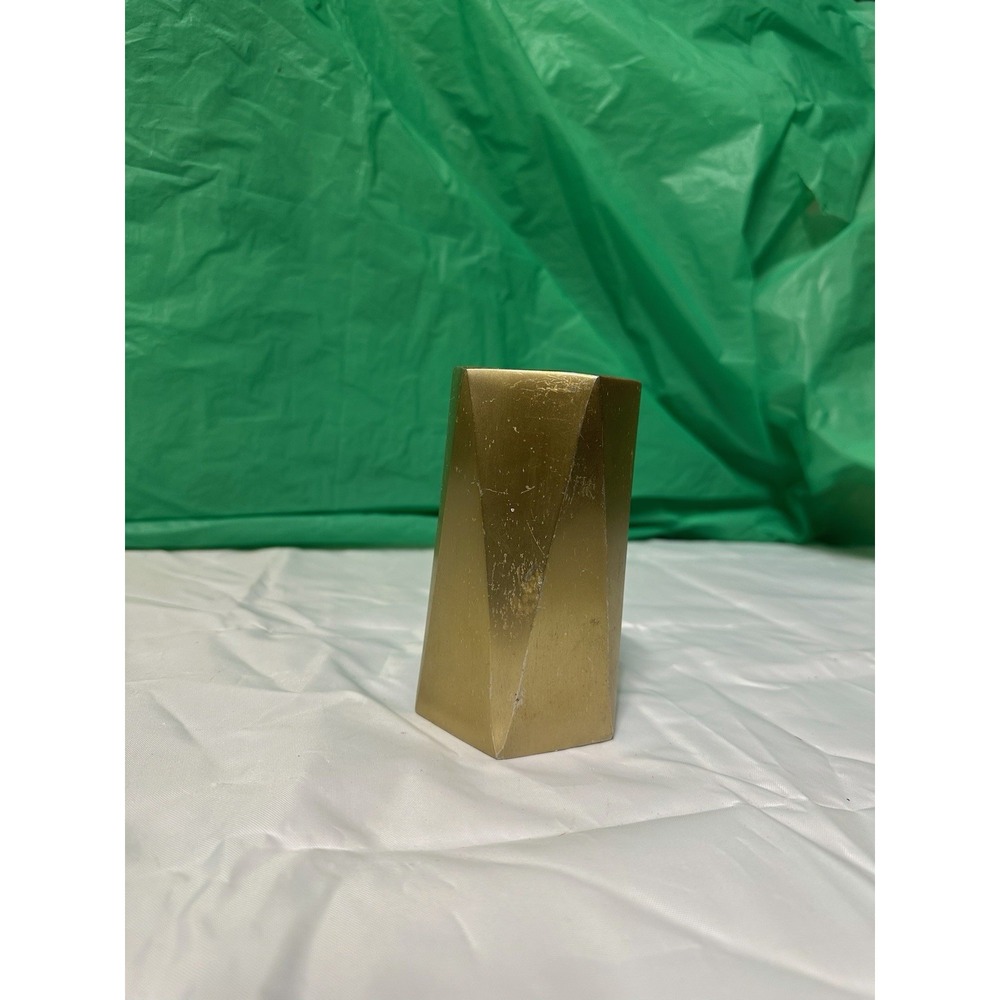 West Elm Modern Brass Jewelry Vase Geometric Metal Decor Made in India